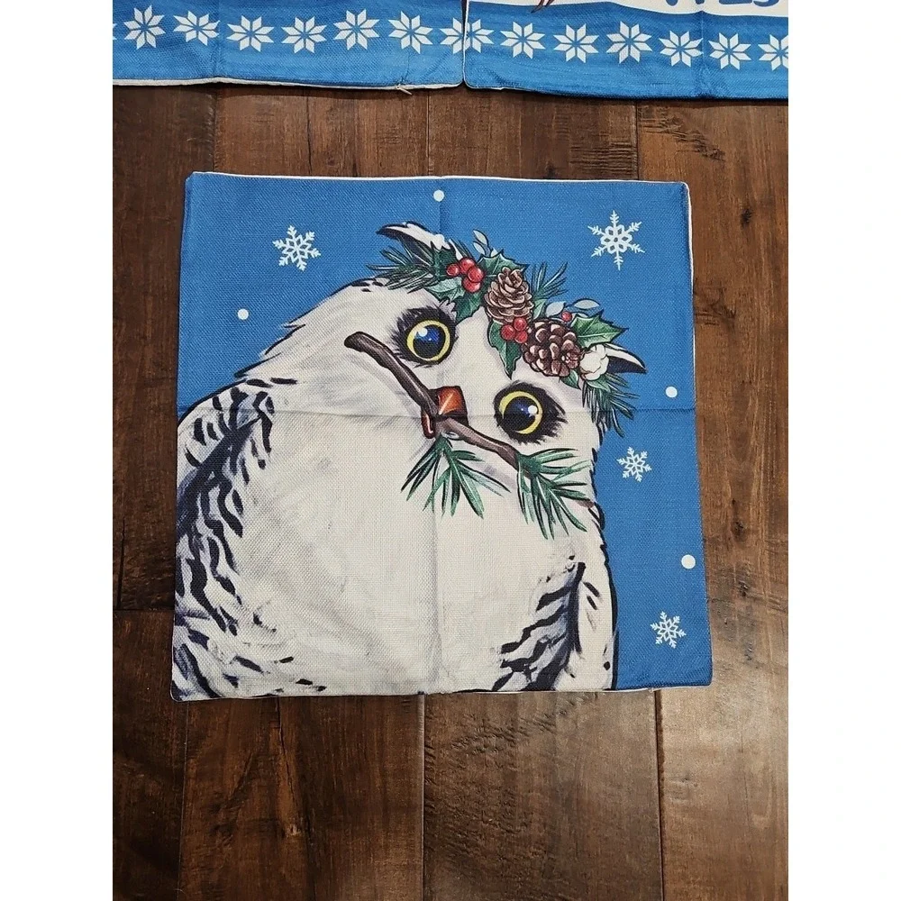 Winter Pillow Covers BEAUTIFUL‎ OWL Theme (Pack of 4)